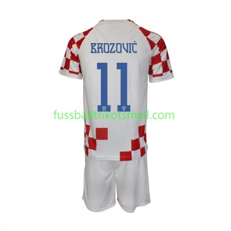 Fußballtrikots Kroatien Brozovic 11 Kinder FIFA WM 2022 Kurzarm Heimtrikotsatz kaufen